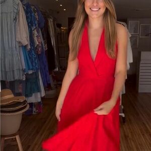 Elegant Red Halter Dress